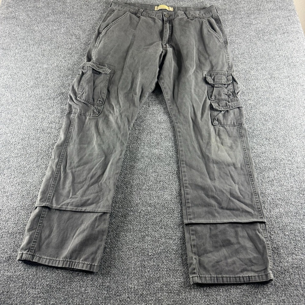 Wrangler Cargo Pants Mens 34x31 Gray Straight Utility Cotton Workwear Pockets